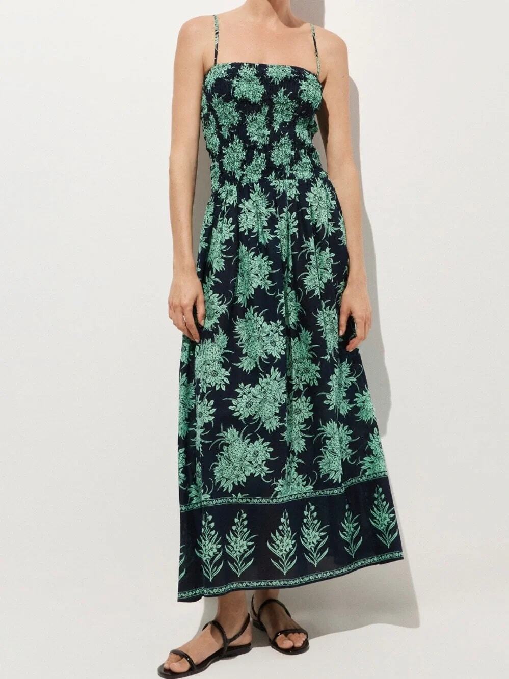 J.Crew Wave Maxi Resort Dress Pineapple Print cotton Voile Size M NWT